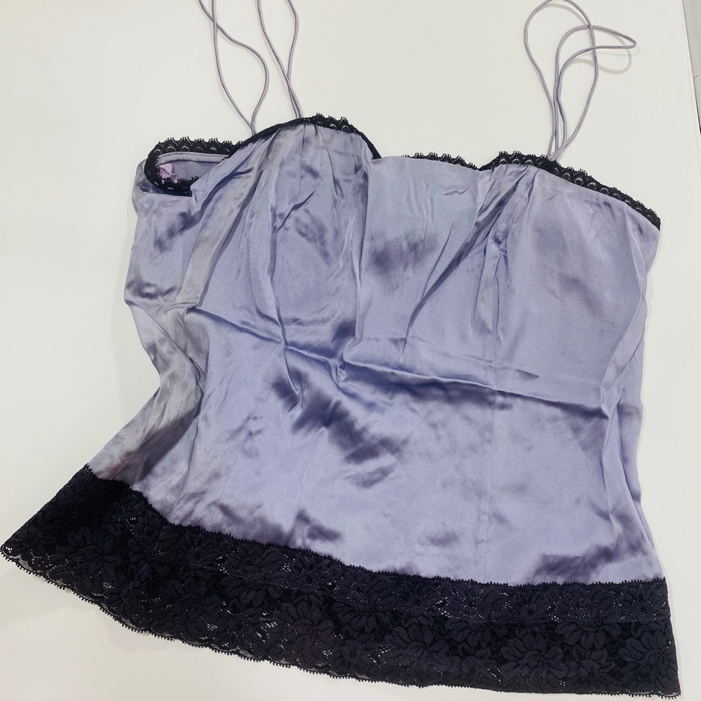 Worth Lavender Ice Charmeuse Lace Trim Camisole NWT